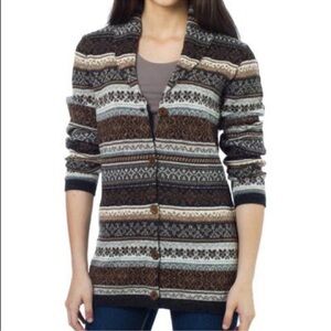NOVICA Baby Alpaca brown jacquard button long cardigan sweater